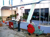 Demonstrating Jaypee machines at the stall